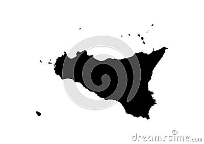 Sicily State Map Vector silhouette Stock Photo