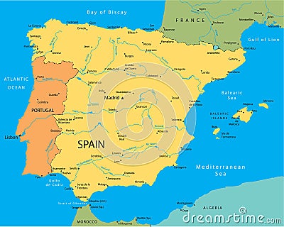 Vector map of Spain Vector Illustration