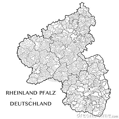 Vector map of the state of Rhineland Palatinate, Germany Vector Illustration