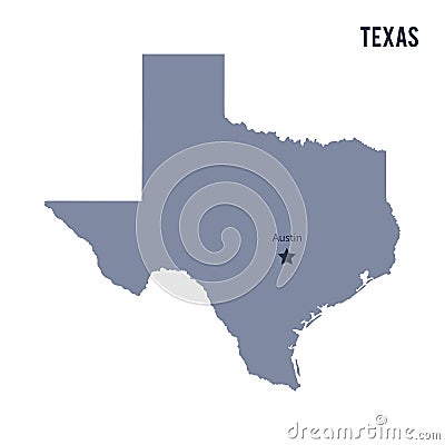 Vector map State of Texas isolated on white background. Stock Photo