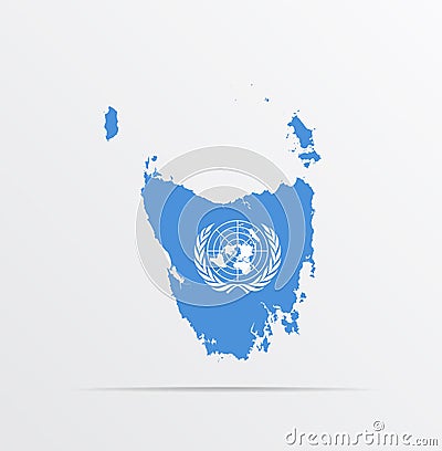 Vector map Tasmania combined with United Nations flag Vector Illustration