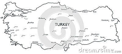 Vector map of Turkey Vector Illustration