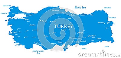 Vector map of Turkey Vector Illustration