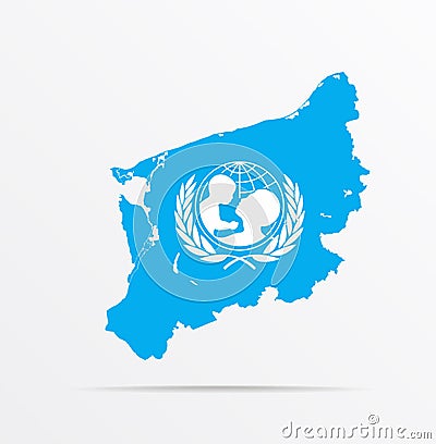 Vector map West Pomeranian Voivodeship Poland combined with United Nations Childrens Fund UNICEF flag Vector Illustration