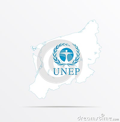 Vector map West Pomeranian Voivodeship Poland combined with United Nations Environment Programme UNEP flag Vector Illustration