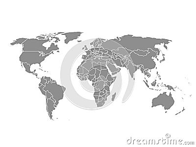 Vector map of the world. Grey illustration on white background. Vector Illustration