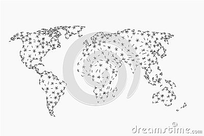 Vector map of the world. Grey illustration on white background. Vector Illustration