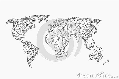 Vector map of the world. Grey illustration on white background. Vector Illustration