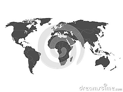 Vector map of world in grey with white borders Vector Illustration