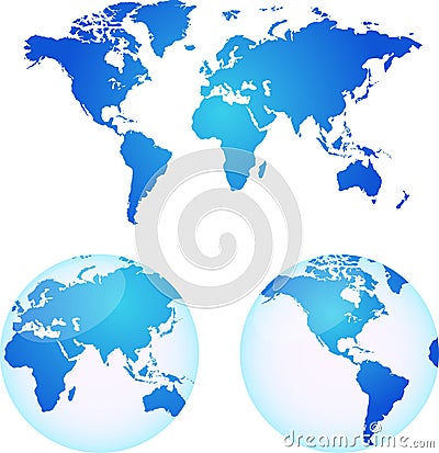 Vector maps of earth Stock Photo