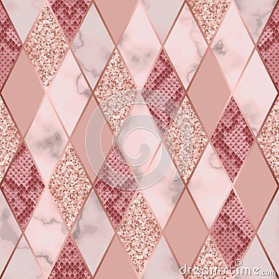 Marble Luxury and Snakeskin Geometric Seamless Pattern Vector Illustration