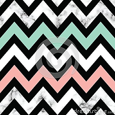 Vector marble texture design with geometric chevron shapes, black and white marbling surface, modern luxurious background Vector Illustration