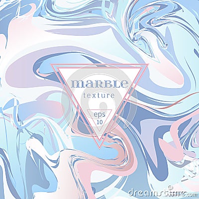 Vector marble texture. Mix of blue and pink paints. Vector Illustration