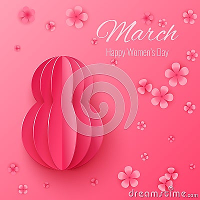 Vector March 8 invitation card. Happy International Womens Day background Vector Illustration