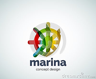 Vector marina, steering wheel logo template Vector Illustration