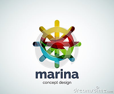 Vector marina, steering wheel logo template Vector Illustration