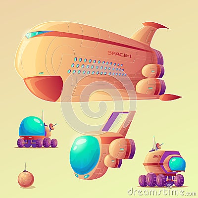 Vector mars colonization objects set Vector Illustration