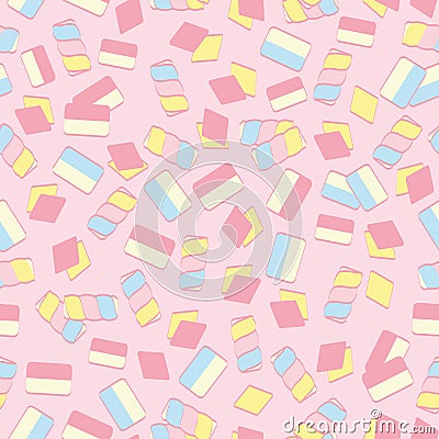 Vector Marshmallow Candy seamless pattern background. Vector Illustration