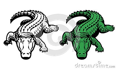 Mascot of salt water crocodile in whole body Vector Illustration