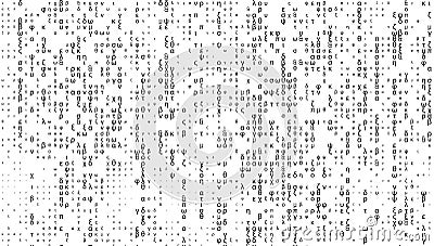 Vector matrix background. Stream of greek alphabet symbols on screen. Data and technology, decryption and encryption Vector Illustration