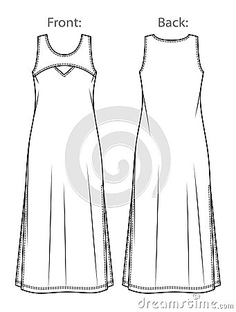 Vector maxi dress with side slits Vector Illustration