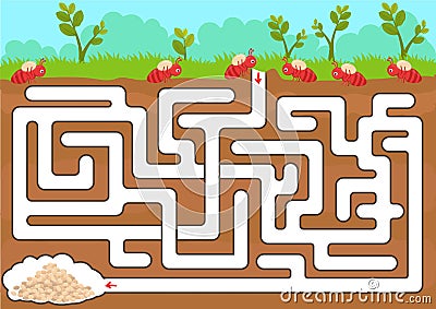 Vector maze game with find ant room Vector Illustration