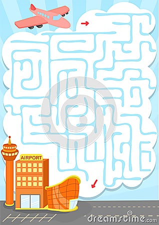 Vector maze game with plant to the airport Vector Illustration