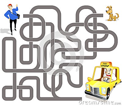 Vector maze game: taxi driver and passenger Vector Illustration