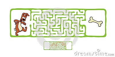 Vector Maze, Labyrinth with Dog. Vector Illustration