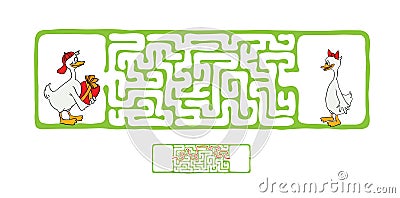 Vector Maze, Labyrinth with Ducks. Vector Illustration