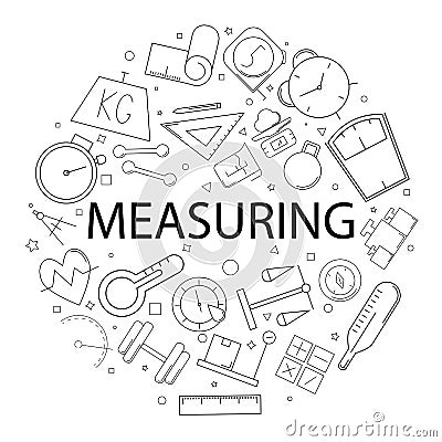 Vector Measuring pattern with word. Measuring background Vector Illustration