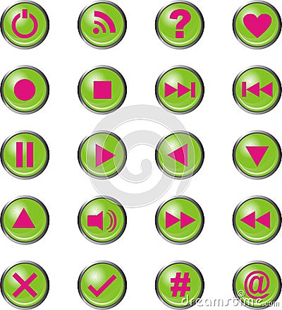 Vector media Icons green Vector Illustration