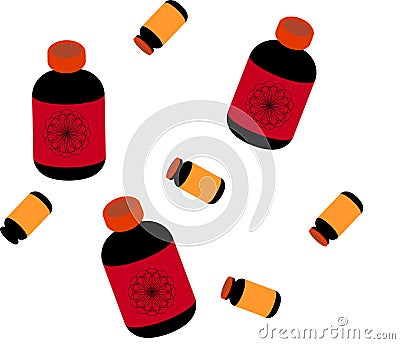 Vector medical or cosmetic pattern with bottle tablets Vector Illustration