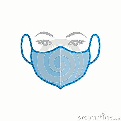 Vector medical face mask. Stop the spread of viruses, help prevent hand-to-mouth transmissions. Stock Photo