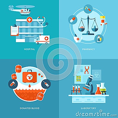 Vector medical and health icons set for web design, mobile apps. Stock Photo