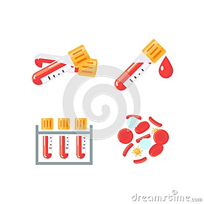 Vector medical icons for blood test infographic Cartoon Illustration