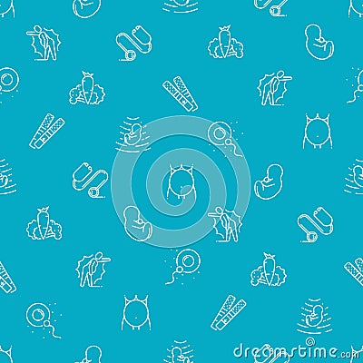 Vector medical seamless pattern stages pregnancy on blue background Vector Illustration