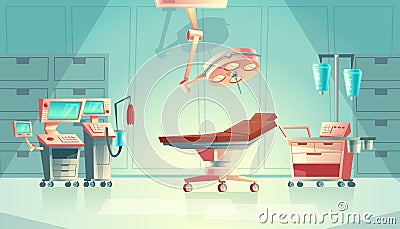 Vector medical surgery concept, cartoon hospital equipment Vector Illustration