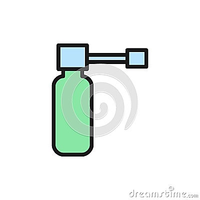 Vector medicinal throat spray flat color icon. Vector Illustration