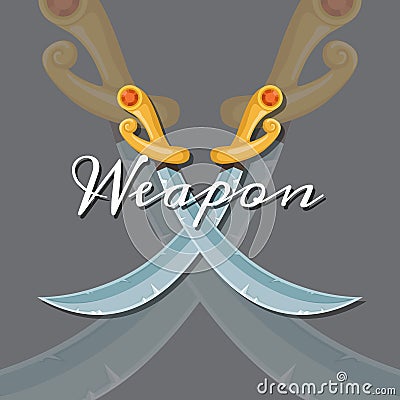 Vector medieval crossed saber Vector Illustration