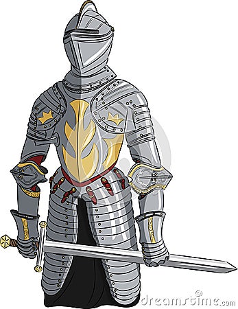Vector medieval knight with sword Vector Illustration