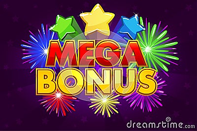 Vector MEGA BONUS banner for lottery or casino games. Vector Illustration