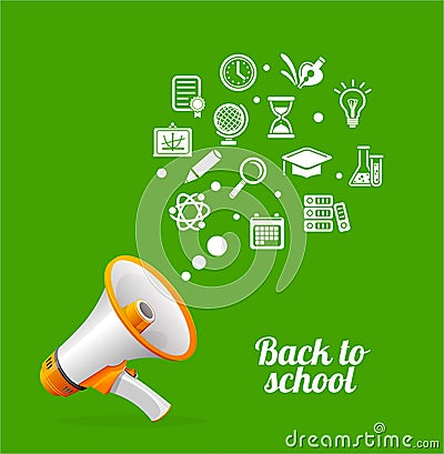 Vector Megaphone and icon. Back to school concept Vector Illustration