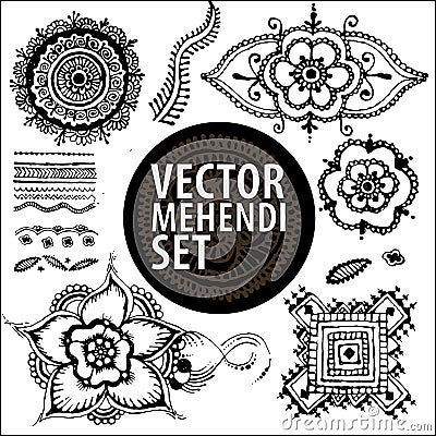 Vector mehendi set Vector Illustration