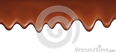 Vector melted flowing chocolate decorative border isolated on white background Vector Illustration