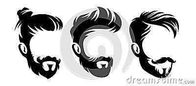 Vector men hairstyle silhouettes, no face label illustration Vector Illustration