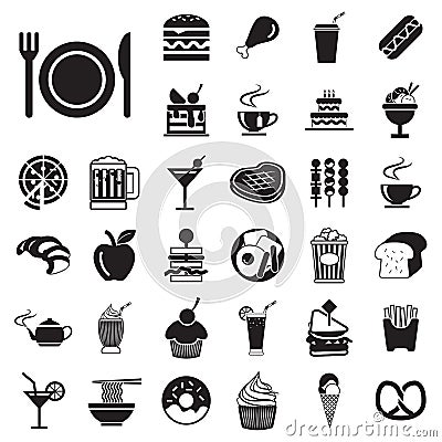 vector menu food and drink icons set Vector Illustration