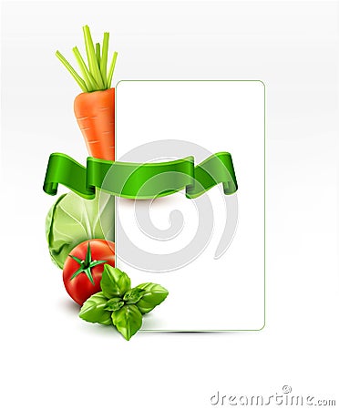 Vector menu pattern with vegetables carrots, cabbage, basil, to Vector Illustration