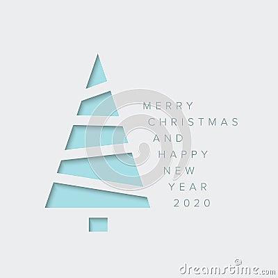 Minimalistic Christmas card with christmas tree Vector Illustration