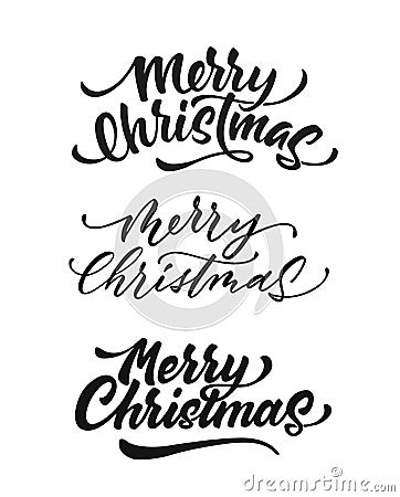Vector merry christmas lettering script ink sign Vector Illustration